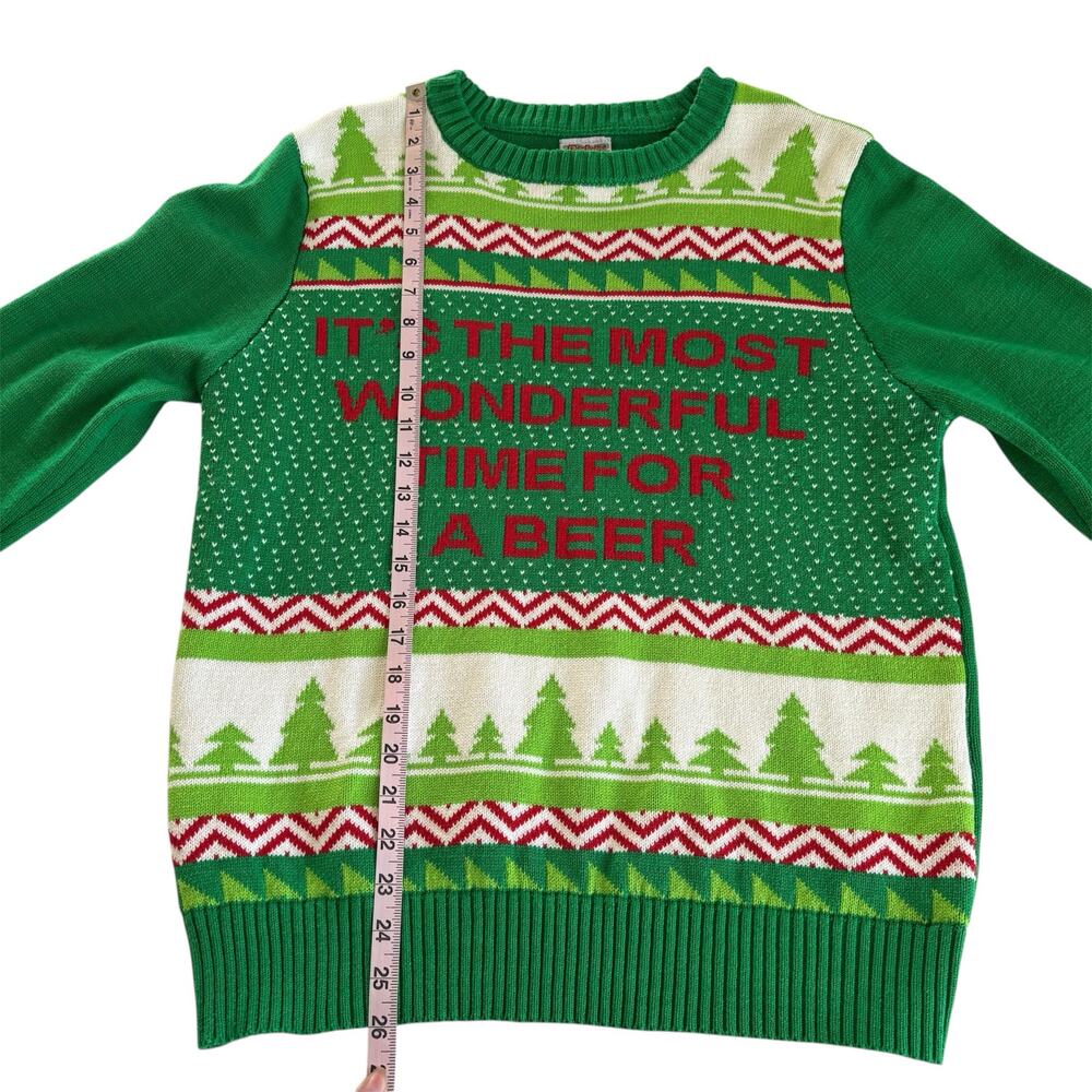 Spencers Green Wonderful Time For A Beer Ugly Christmas Sweater Adult Large - Picture 4 of 6